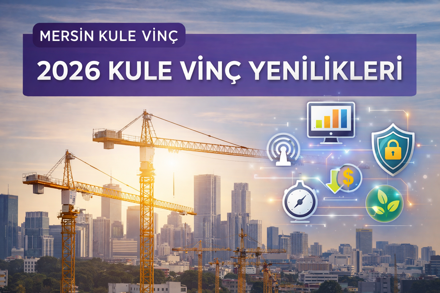 Mersin Kule Vinç ve yüksek katlı projeler arasında çalışan modern kule vinçler ve uzaktan kontrol sistemleri.