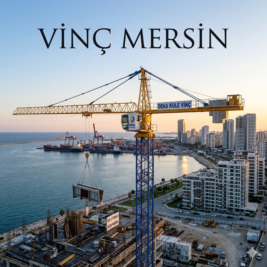 Alternatif metin (Alt Text): Vinç Mersin projelerinde Deha Kule Vinç tarafından sunulan profesyonel kule vinç kiralama ve şantiye güvenliği.