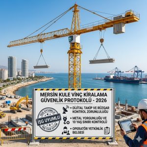 Mersin vinç firmaları 2026 güvenlik protokolü ve İSG uyumlu kule vinç denetim listesi.