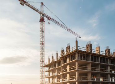 Kule vinç seçimi - şantiyede çalışan modern kule vinç