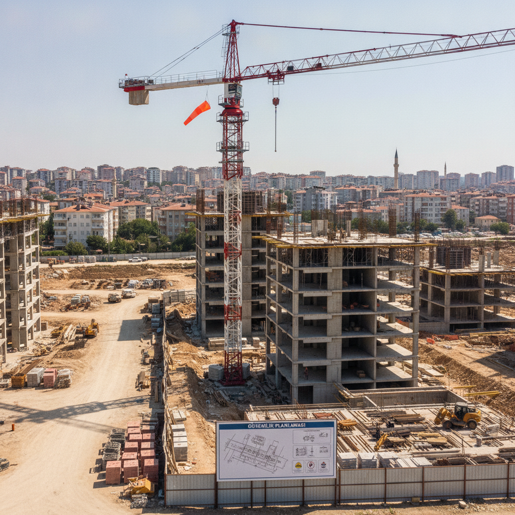 Kule vinç güvenliği için rüzgar ve sıcak hava koşullarında şehir şantiyesi planlaması