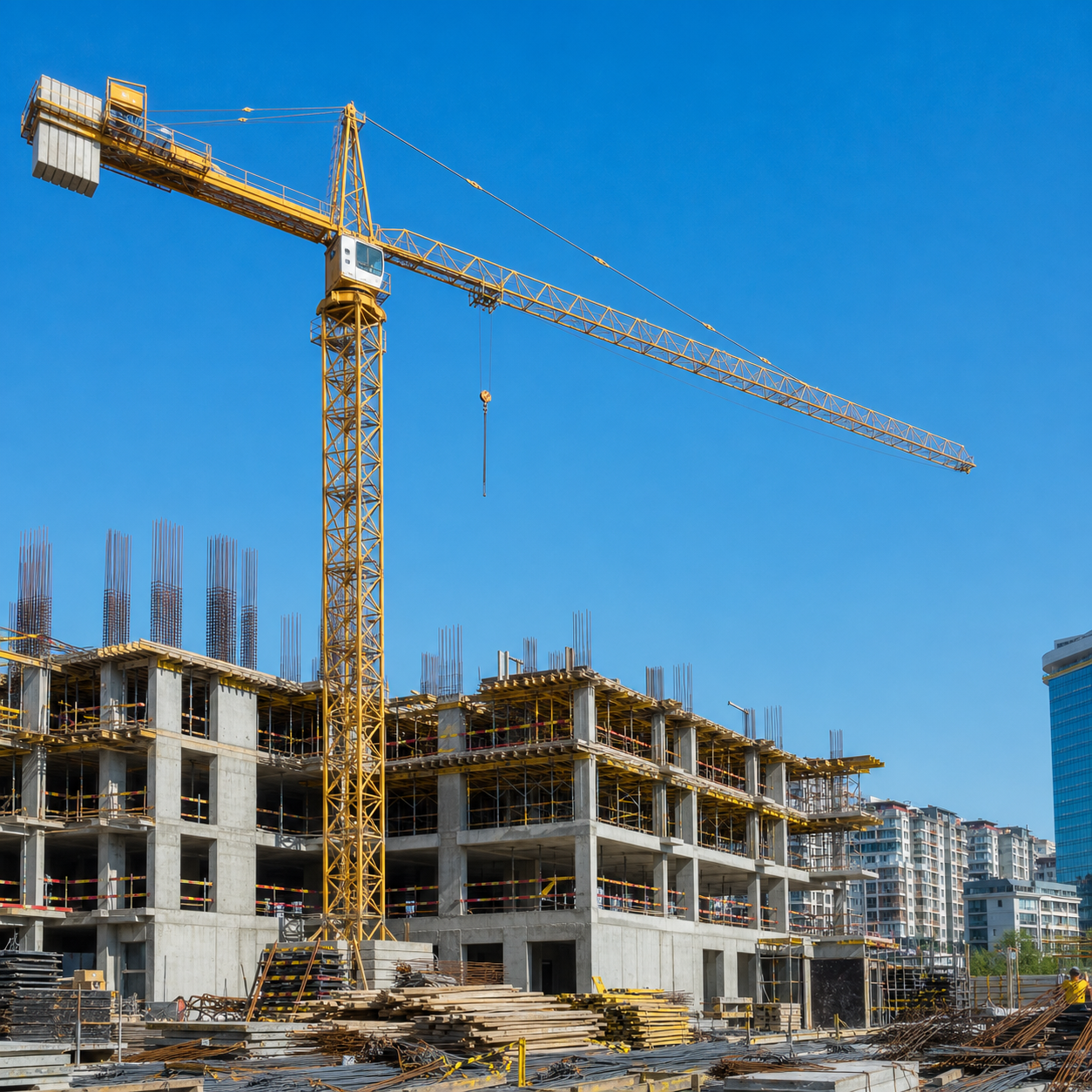 2026 kule vinç kira fiyatları - inşaat sahasında çalışan vinç