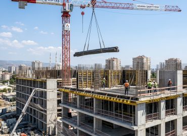 Adana ve Mersin betonarme yapilarda kule vinc kullanimi - donati demiri tasiyan kule vinc