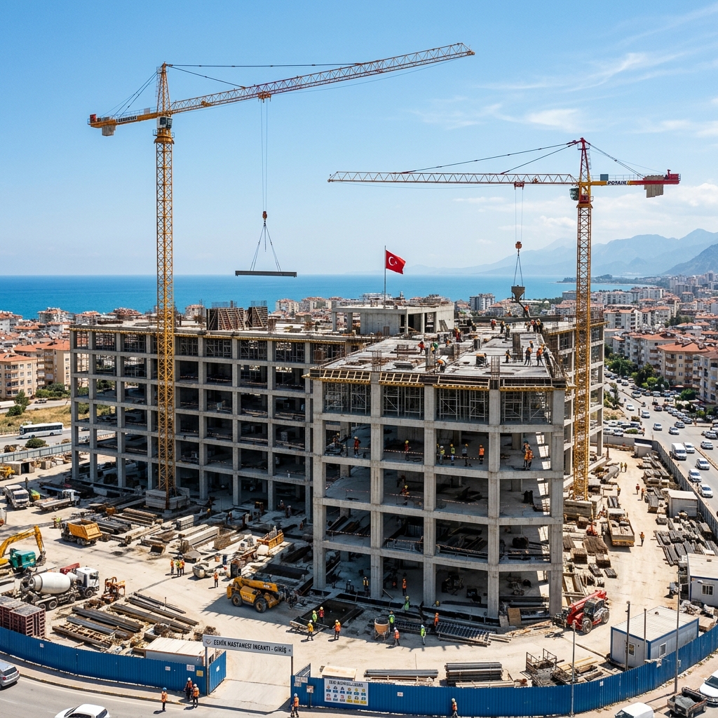 Adana ve Mersin'de hastane inşaatında kule vinç kullanımı