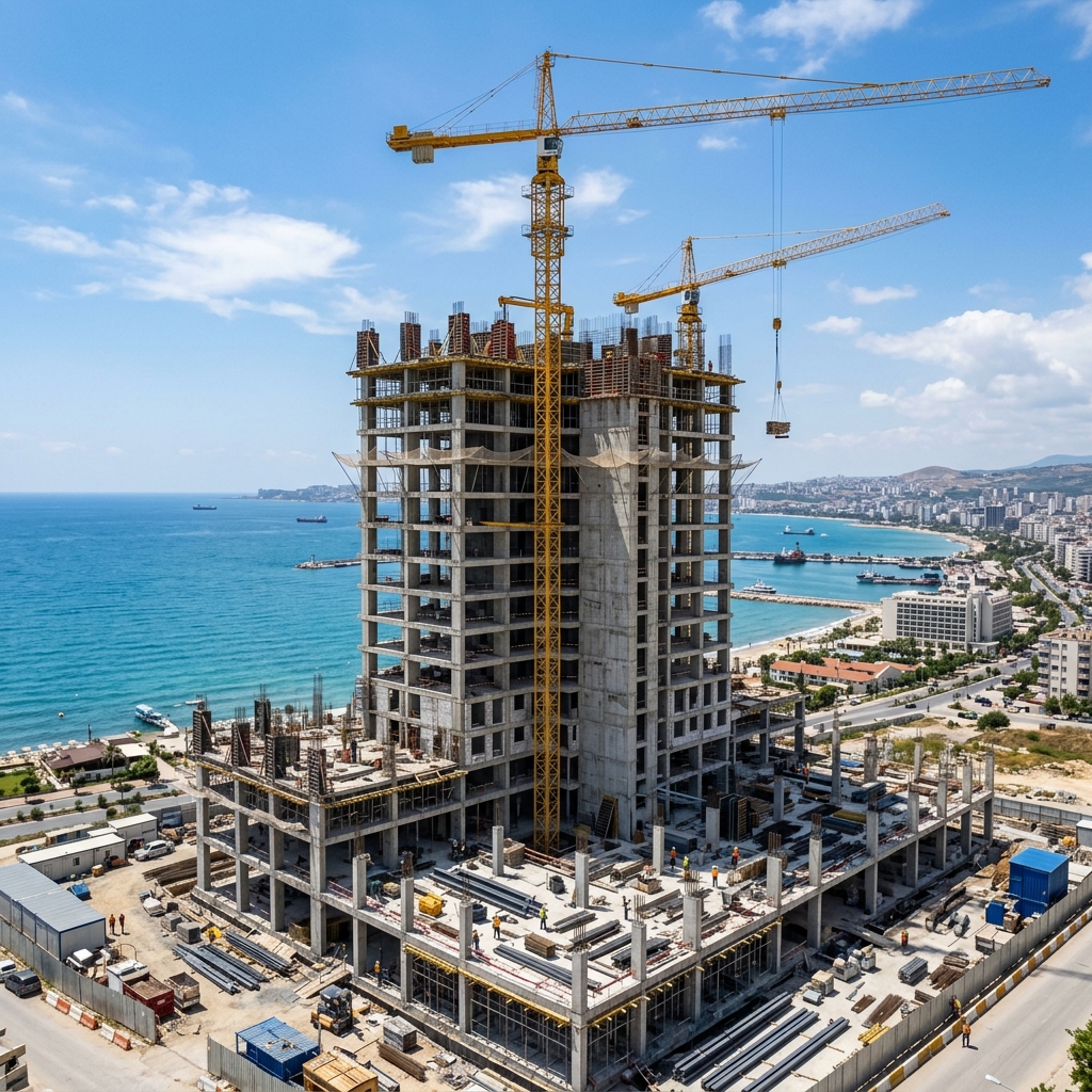 Mersin sahil projelerinde kule vinç kullanımı