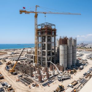 Mersin çimento fabrikası inşaatı kule vinç Çimsa kapasite artırımı