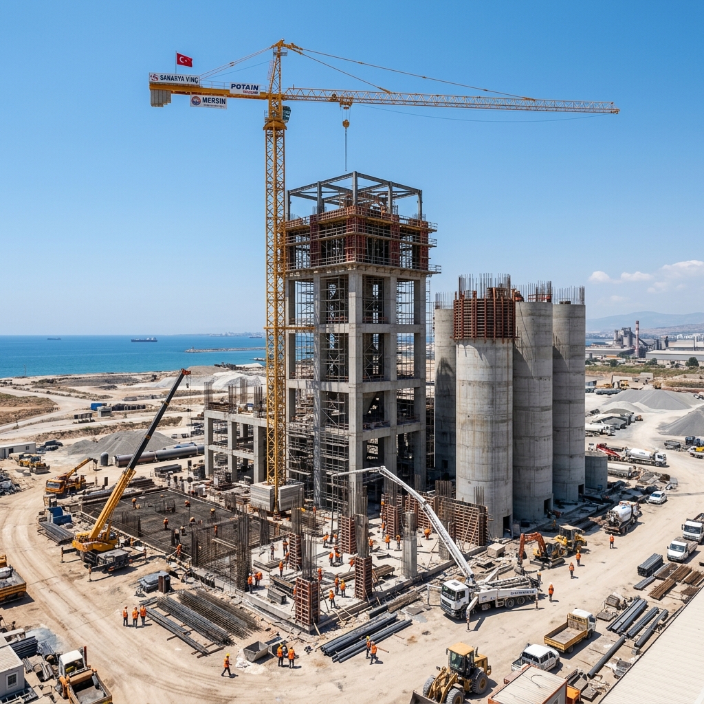 Mersin çimento fabrikası inşaatı kule vinç Çimsa kapasite artırımı