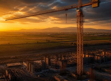 Çukurova kule vinç kiralama hizmeti için şantiyede kule vinç görseli