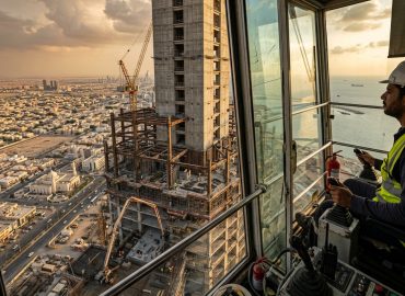 Dünyanın en yüksek kule vinci Jeddah Tower'da 430 metrede operatör kabini