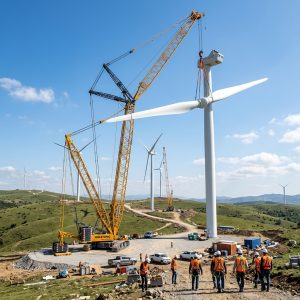 RES kule vinç ile rüzgar enerjisi santrali türbin montajı