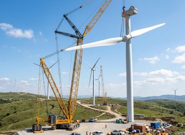 RES kule vinç ile rüzgar enerjisi santrali türbin montajı