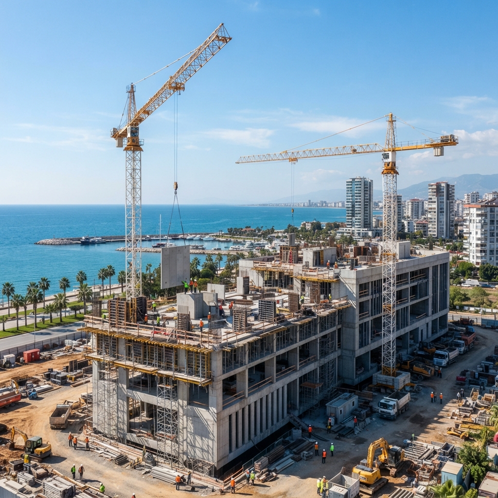 Mersin'de kule vinç şantiyesi
