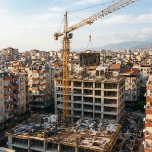 Adana kentsel dönüşüm şantiyesinde dar parsel kule vinç planlaması