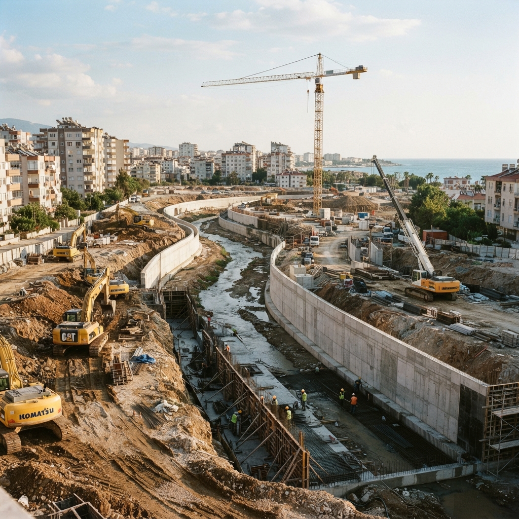 Mersin Müftü Deresi şantiyesi için kule vinç planlaması